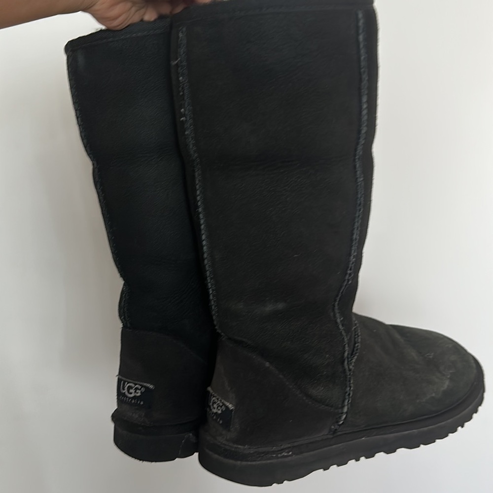 UGG Classic Tall Sheepskin Black Boots Size 6